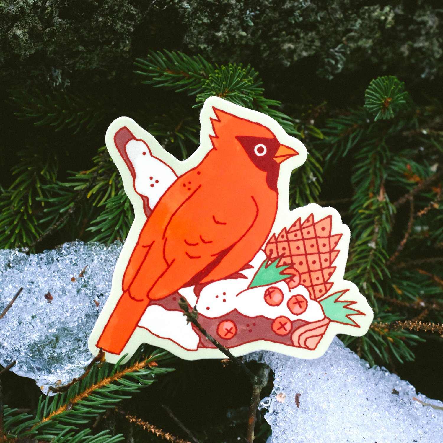 Snowy Cardinal Sticker