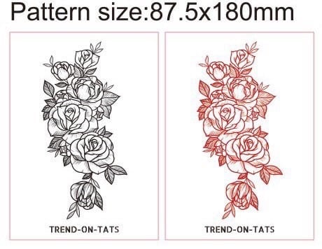 XL floral sleeve tattoo - Available in black or red