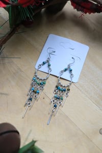 Image 2 of Sterling Silver Turquoise Chandelier Earrings