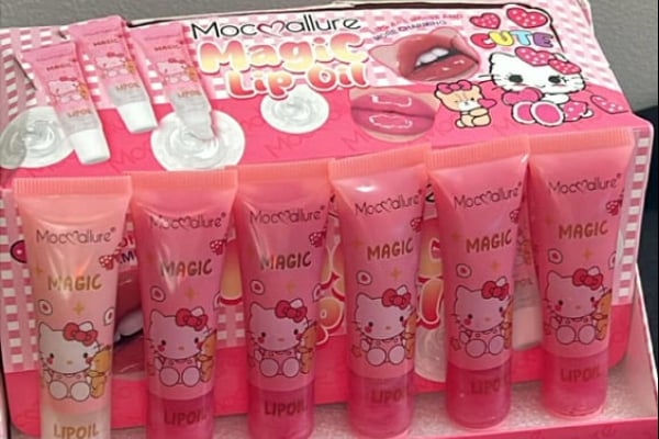 Image of Hello Kitty Strawberry Scented Lip Oil Set Of 6 