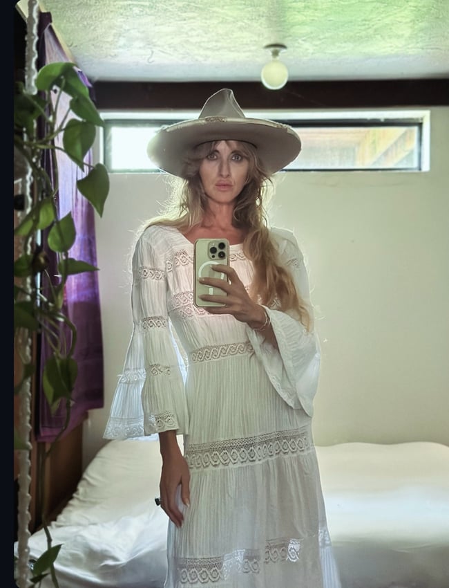 late 1960s white Mexican boutique lace and crochet dress