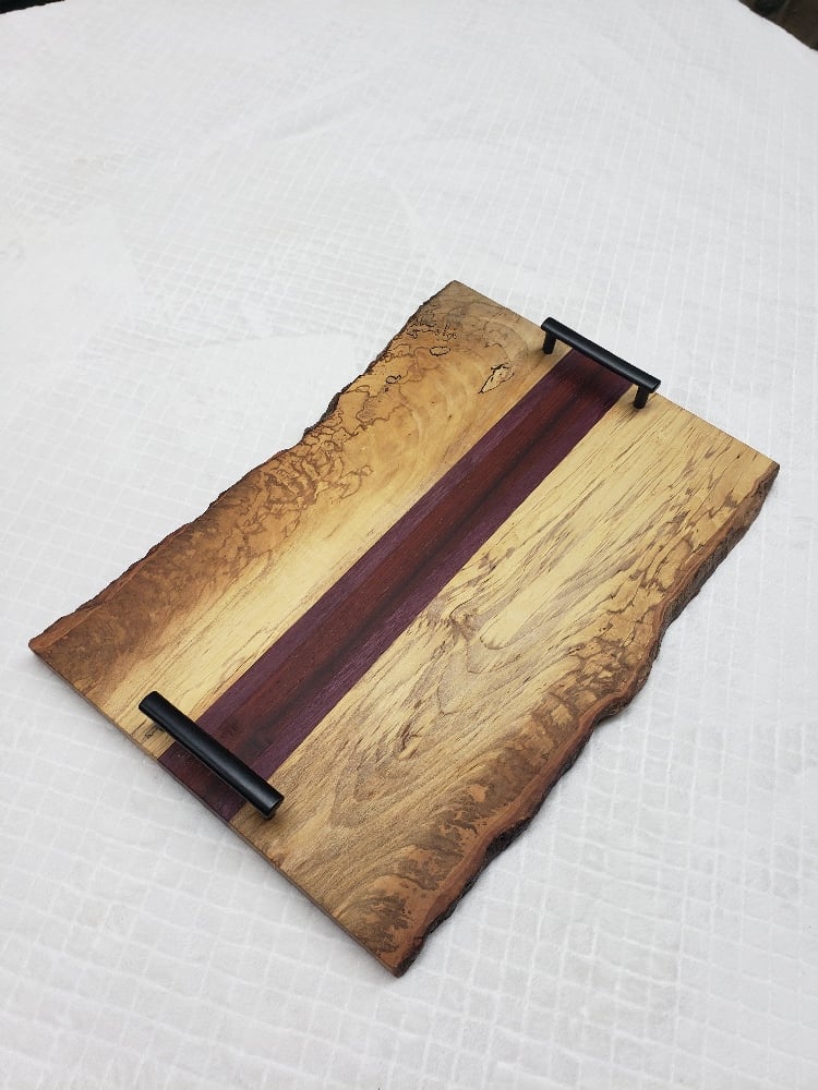 Serving Tray, Entertaining, Ambrosia Maple With Epoxy Resin & Brushed buying Nickel handles, Entertain in style