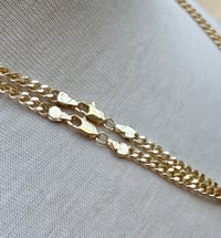 Image 3 of 14k Gold Plated Cuban Chain Set with St. Michael/Cross Pendant