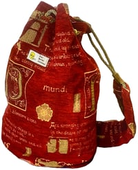 Image of Fabulous Red & Gold Lined Unique Fabric Duffel Bag