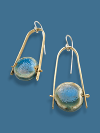 Abacus earrings- ceramic blue discs