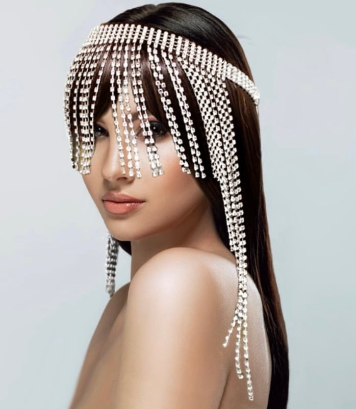 Image of Rhinestone Pave Fringe Head Chain 