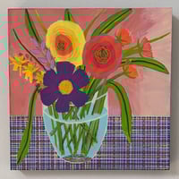 ART - Floral Arrangement on Plaid 