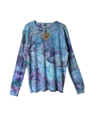 Image 2 of L Unisex Adult Waffle Long Sleeve Shirt in Muted Mermaid Ice Dye