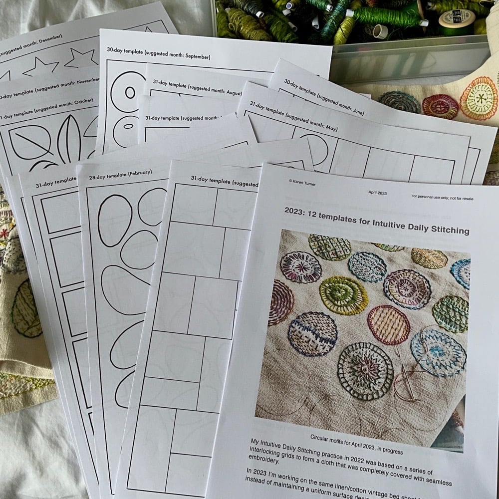 12 monthly templates for intuitive daily stitching 2023