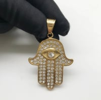 Image 2 of Hamsa Diamond Inspired Necklace 