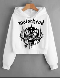 White Motörhead Crop Hoodie 