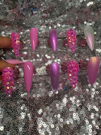 Image 9 of  Pink Barbie dream Long stiletto gel press on nails