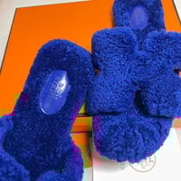 Image 4 of WOMENS SMURF BLUE HERM SLIDES