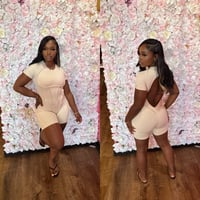 Image 1 of cream shorts bodysuit