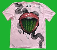 Image 1 of “SHARP TONGUE” CUSTOM PAINTED T-SHIRT XL