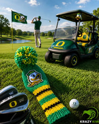 Image 2 of Oregon DUCKS custom Golf Club Cover hand knit logo College football fan  gift