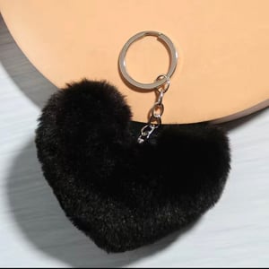 Image of Key Chain,Fluffy Love Heart Keychain Key Ring Pendant Handbag Bag Faux Fur Wallet Decor