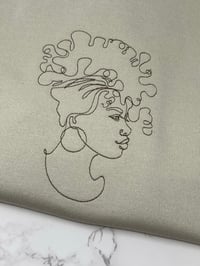 Image 6 of Black Woman Line Art Embroidered Crew Neck Sweatshirt