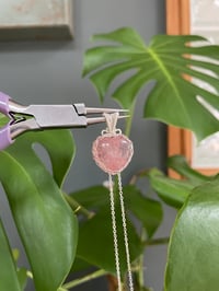 Image 2 of Silver  Strawberry Quartz Heart Crystal Necklace