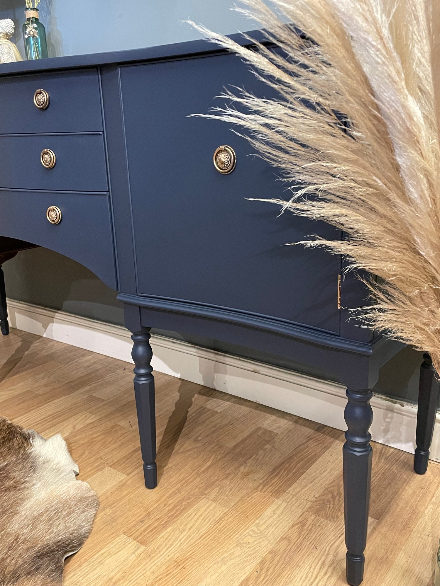 Image of Stunning Dark blue & gold strongbow sideboard 