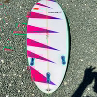 Image 4 of 5-10 Thruster Surfboard Custom Design Floro Graphic FCS11 Fin Boxes 