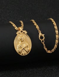Image 3 of Oval Virgin Mary pendant necklace 