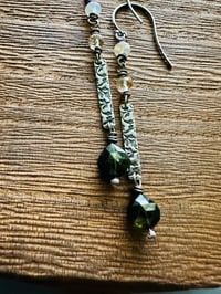 Image 5 of kindness earrings with green tourmaline and opals