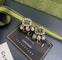 Image 3 of Double G Earrings With Dangling Crystals