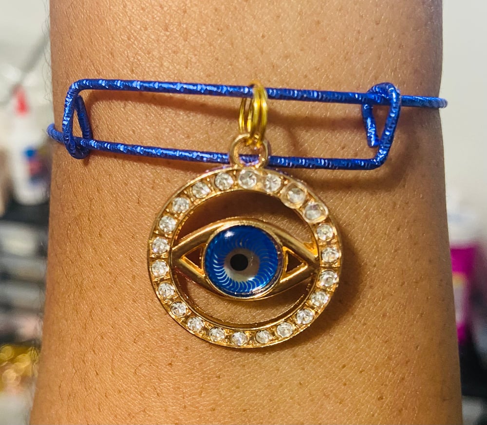 Image of Blue Evil eye protection bangle bracelet