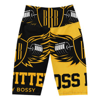 Image 2 of BOSSFITTED Black and Yellow Biker Shorts