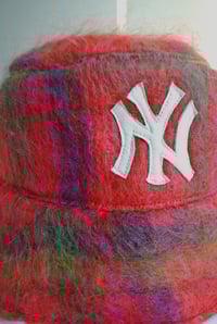 Image 2 of Reworked LÁ Reversible Bucket Hat Pink Mohair  Medium 23" 7 1/4 copy