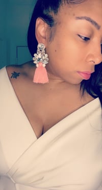 Image 1 of Bombshell tassel earrings PINK