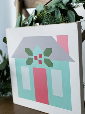 Image of Aqua House - NEW! Christmas Barn Quilt