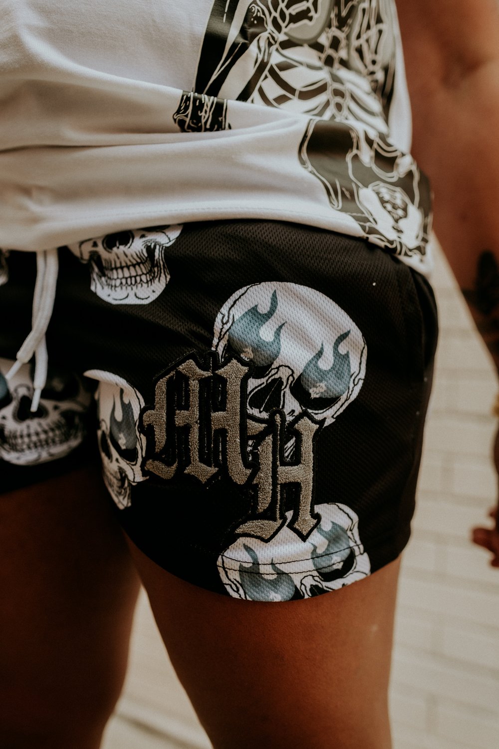 Image of Womens Black Skull Shorts