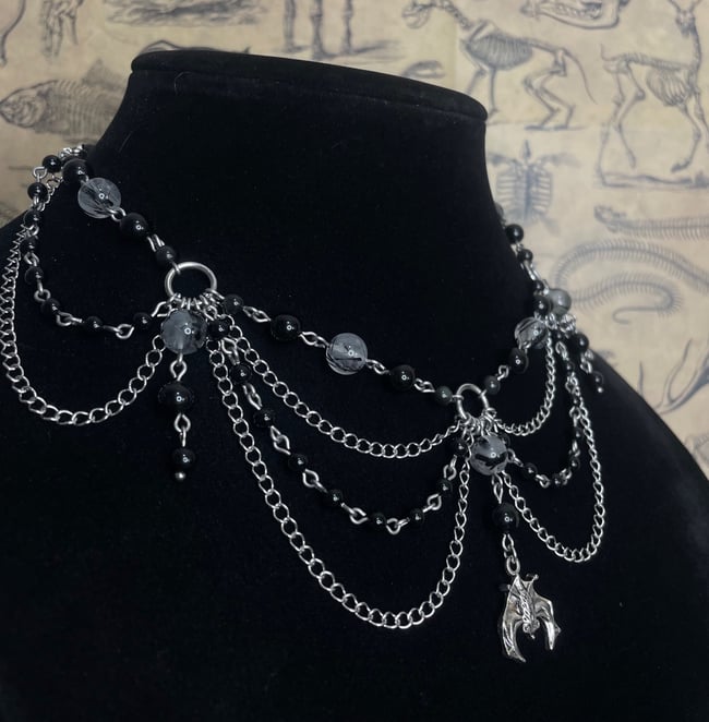 Rutilated Quartz Bat Necklace 