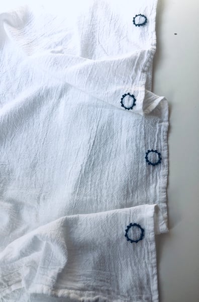 Image of pretty jane hand embroidered white & gray towel