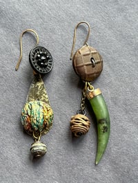 Image 2 of Junk Drawer Gems, mixed media earrings (Buttons)