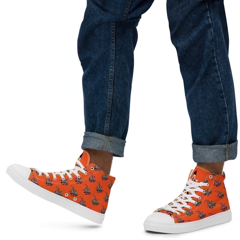 Image of Y$trezzy's 1.1s Special Edition Neon Orange, Black and White High Top Shoes