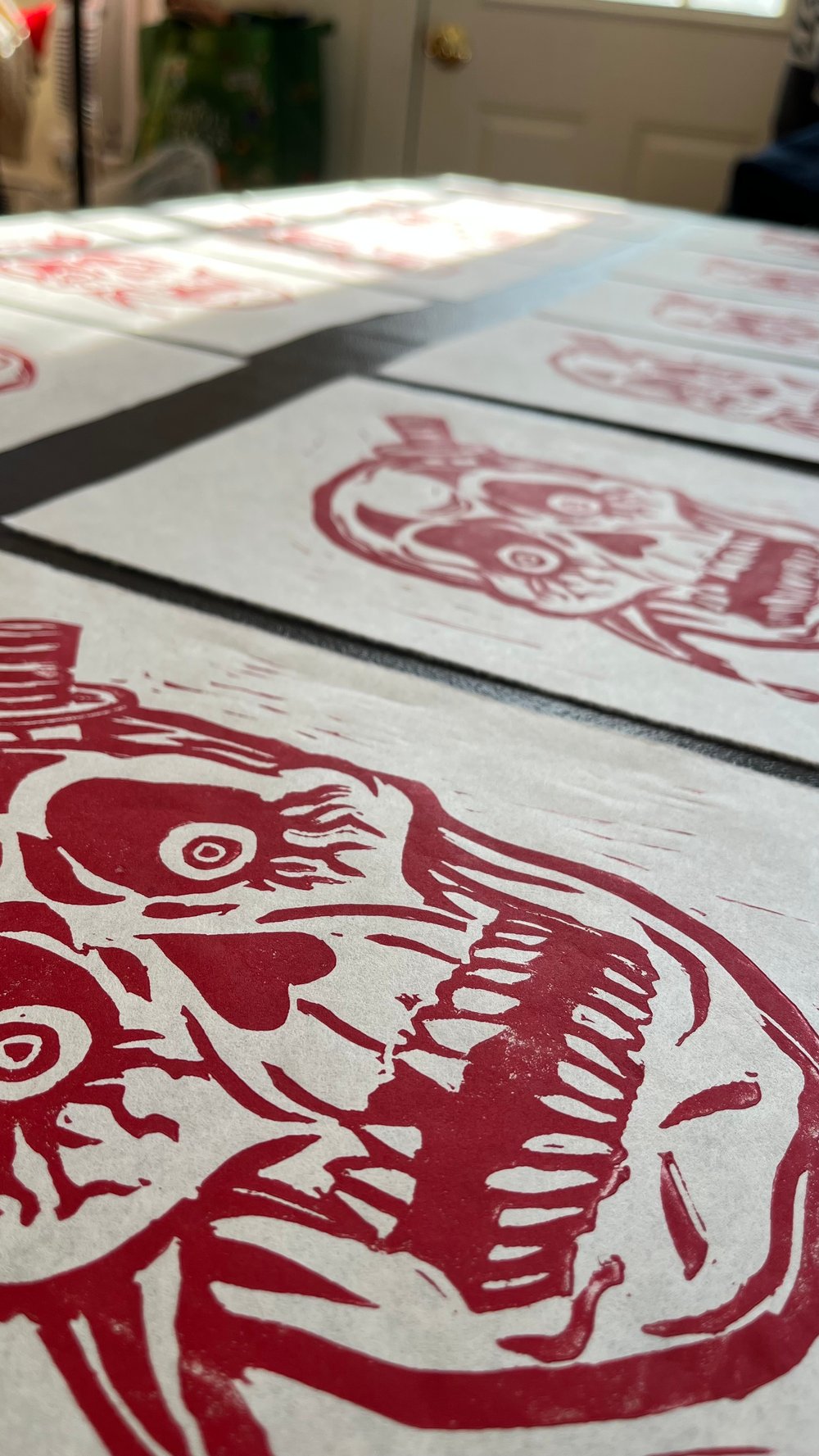 Skull Knife Linocut Print