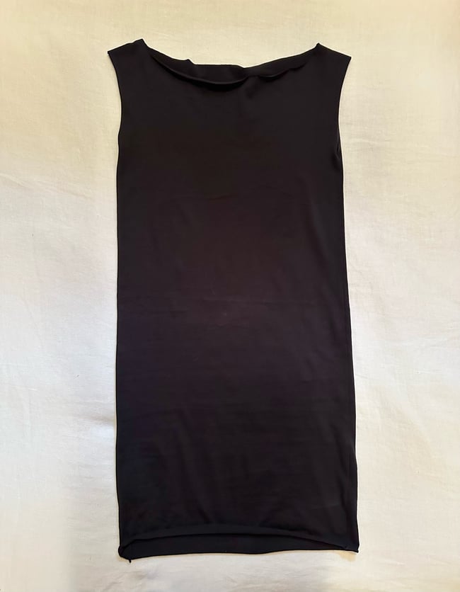 black LARGE deadstock cotton early 2000's raw edge Kate Moss tank dress