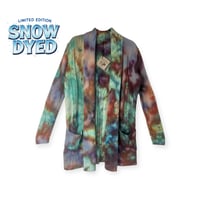 Image 1 of S Sweater Cardigan w/ Pockets in Moody Jewel Tone Snow Dye