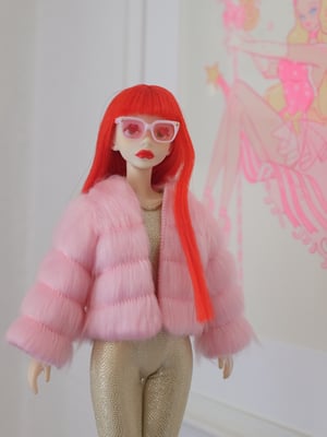 Image of Lounginglinda ~ Cropped Panelled Fur ~ Pink ~ For Blythe and Cherry  