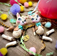 Image 3 of Kitschy Easter Bunny| Dangle Pin| Clay Doll Face