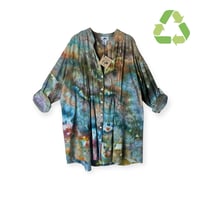 Image 1 of ♻️ UPCYCLED 2X Plus Cotton Tunic Top in Muted Ice Dye