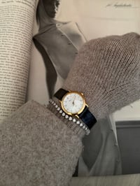 Image 3 of Beautiful Vintage Classic Round Dial Ladies Black Leather Watch 