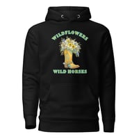 Image 2 of Unisex Hoodie, Wildflowers Wild Horses Cowgirl Western Boot Sunflower Hoodie