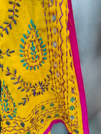 Image 4 of Thassos scarf -Yellow with hot pink trim