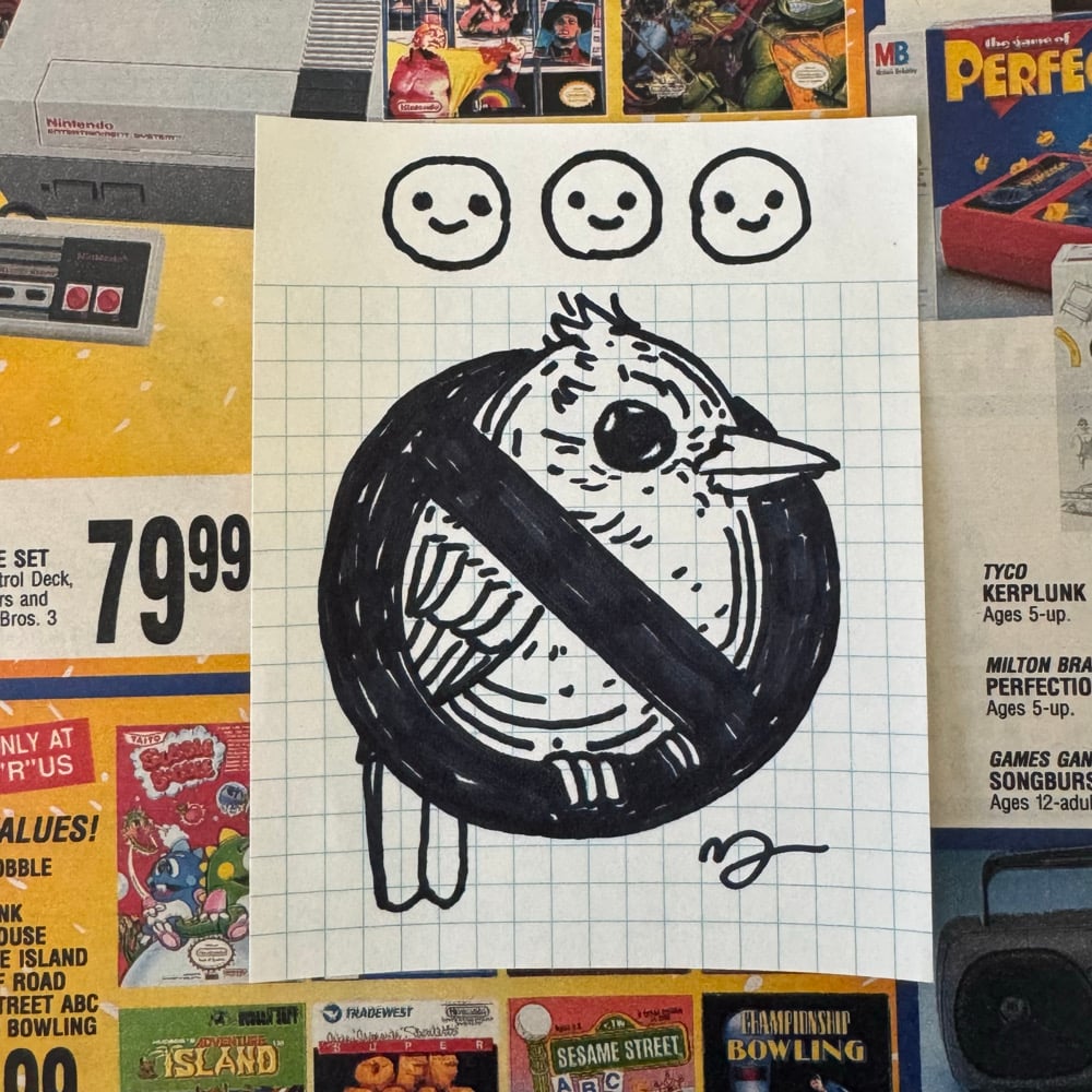 Image of Fat Bird Sharpie Sketch #162