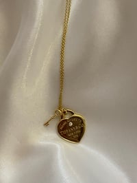 Image 2 of Diamond gold heart key necklace