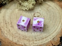 Image 4 of Purple Swirl D6 Pair | Star Pips Handmade Jesmonite Dice